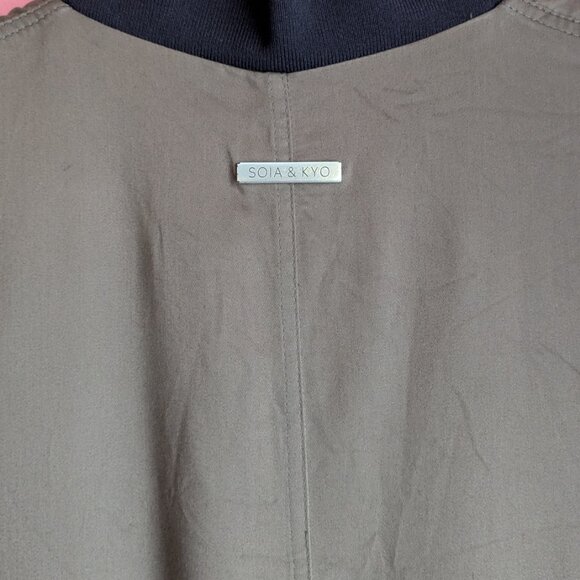 Soia & Kyo Bia Bonsai Green Modal Satin Unlined Long Bomber Jacket - Picture 4 of 12